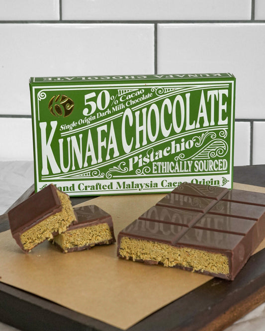 50% Dark Milk Pistachio Kunafa Chocolate