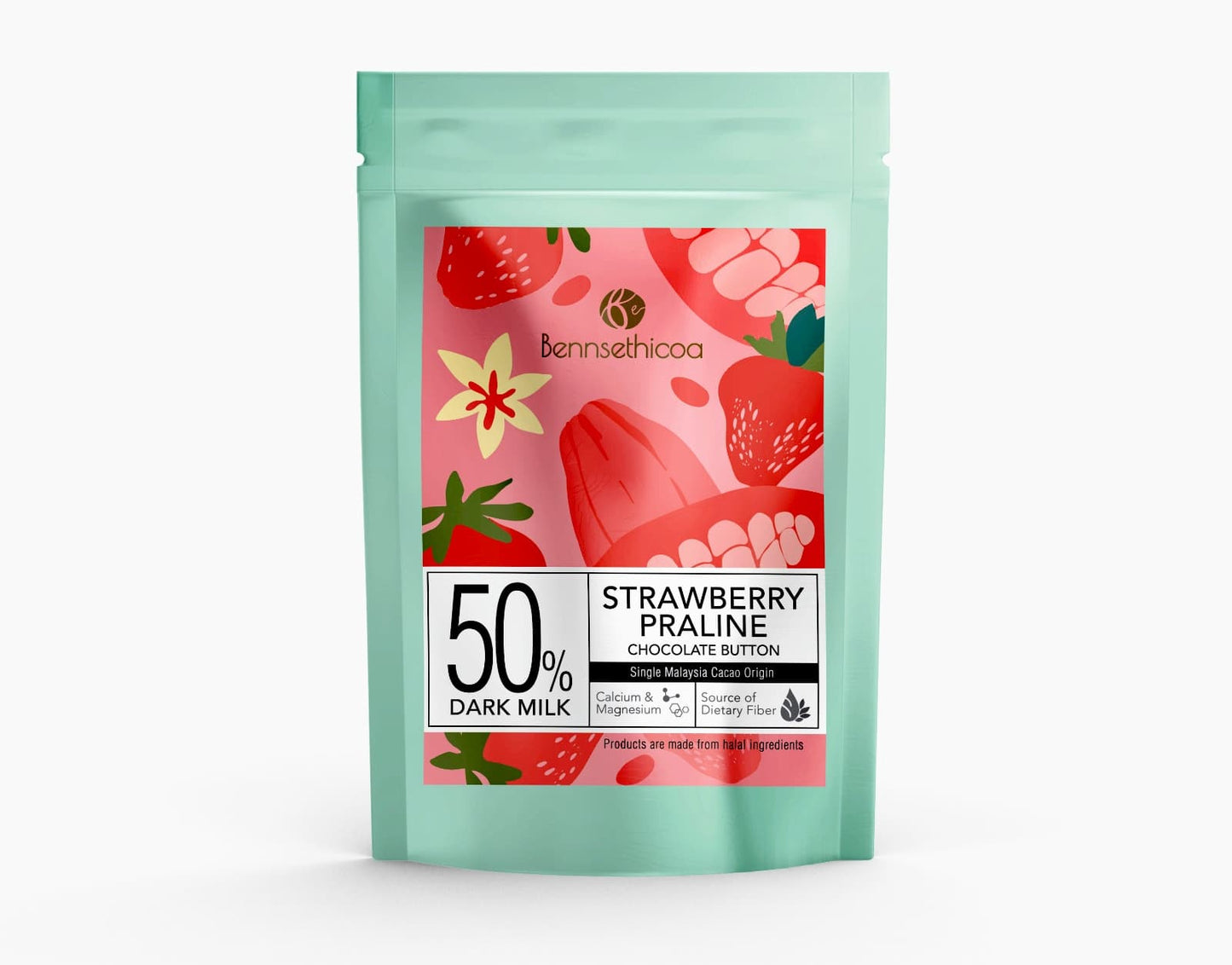 50% Dark Milk Strawberry Praline Chocolate Buttons