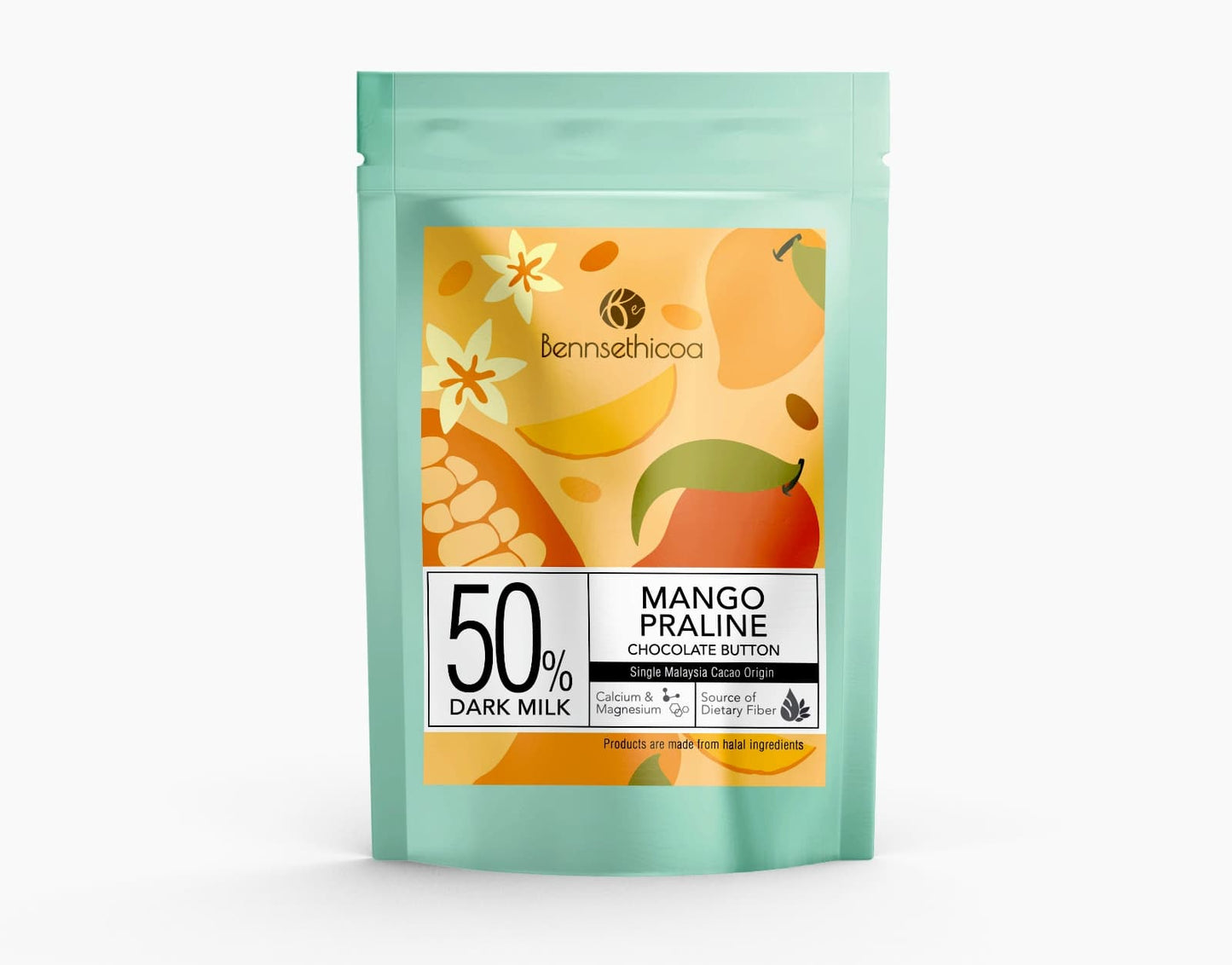 50% Dark Milk Mango Praline Chocolate Buttons