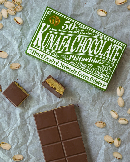 50% Dark Milk Pistachio Kunafa Chocolate