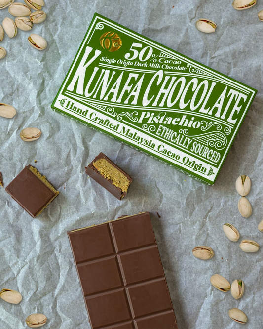 50% Dark Milk Pistachio Kunafa Chocolate